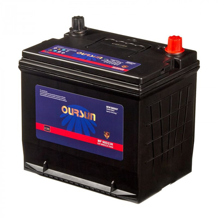 Аккумулятор OURSUN JIS MF 90D23R 70Ач 600А 230x172x222 пр. пол.