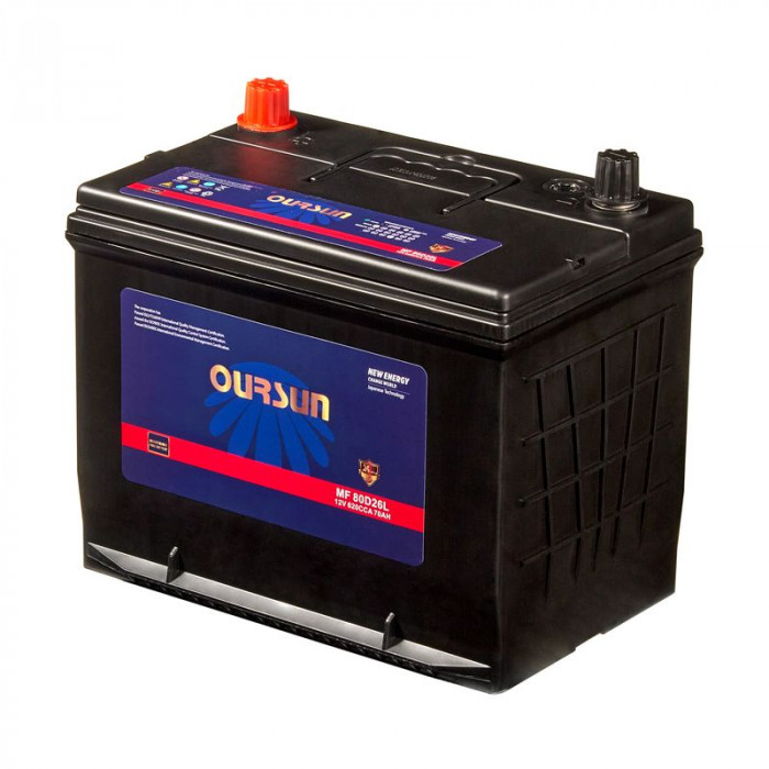 Аккумулятор OURSUN JIS MF 80D26L 70Ач 620А 259x172x222 обр. пол.