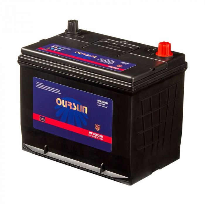Аккумулятор OURSUN JIS MF 80D26R 70Ач 620А 259x172x222 пр. пол.