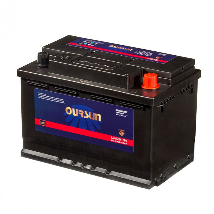 Аккумулятор OURSUN  L3 (-70) 70Ач 670А 278x174x190 обр. пол.