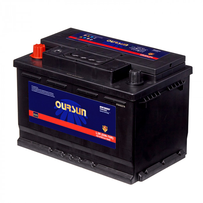 Аккумулятор OURSUN  L3R (-70R) 70Ач 670А 278x174x190 пр. пол.
