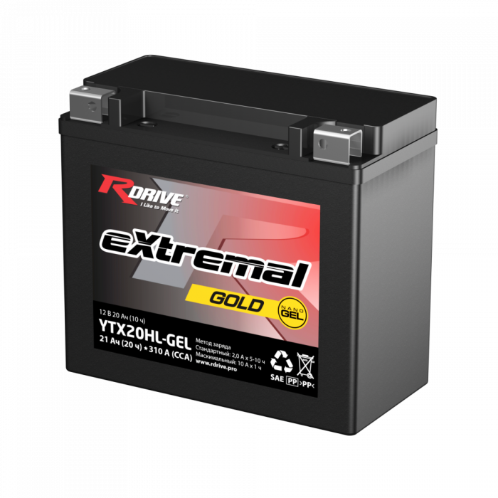 Аккумулятор RDrive  YTX20HL-GEL 12V 18Ah 310А обр. пол. (176x87x154) eXtremal GOLD