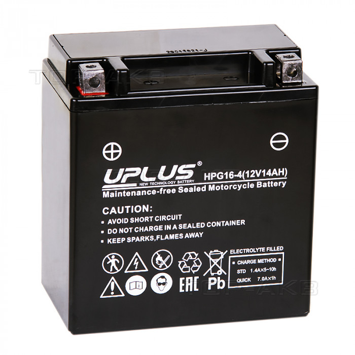 Аккумулятор Uplus HPG16-4 12V 14Ah 170А прям. пол. (150x87x161) Nano GEL