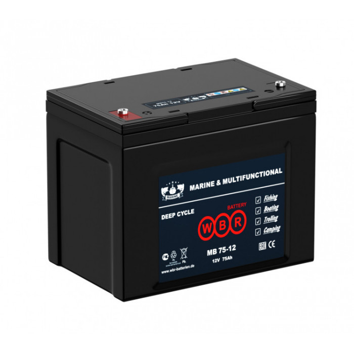 Аккумулятор WBR Marine MB 75-12 AGM 12V 75 Ah (260x170x202)