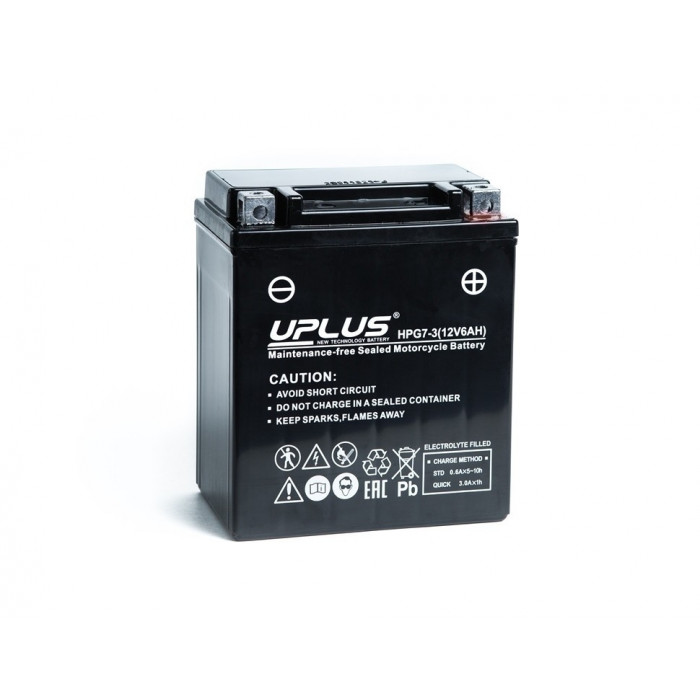 Аккумулятор Uplus HPG7-3 12V 6Ah 85А обр. пол. (114x71x131) Nano GEL