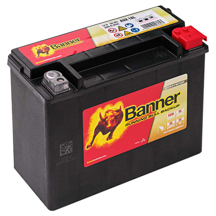 Аккумулятор BANNER Running Bull AGM BACKUP 20Ач обр. пол. 300A (205x87x162) YTX24HL-BS 51801 AUX 18L