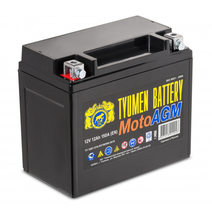 Аккумулятор TYUMEN BATTERY 6МТС-12 AGM 12V 12Ah 150А 150x86x130