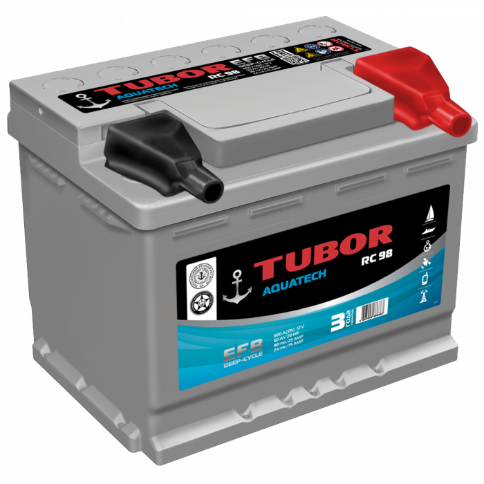 Аккумулятор TUBOR AQUATECH 60Ah 600A обр. пол. (242x175x190) 6СТ-60.0 VL