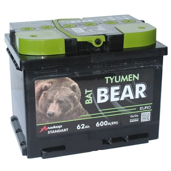 Аккумулятор Tyumen BatBear 6СТ-62VLA 62 Ач 600А прям. пол. (242x175x190) ca/ca