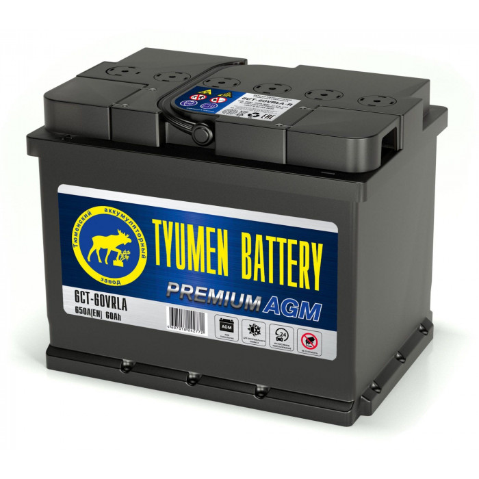 Аккумулятор Tyumen Battery Premium AGM 60Ah обр. пол. 650A (242x175x190) 6СТ-60VRLA