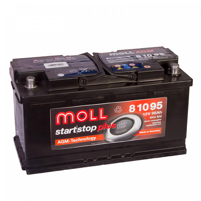 Аккумулятор Moll AGM 95R Start-Stop 850A 353x175x190