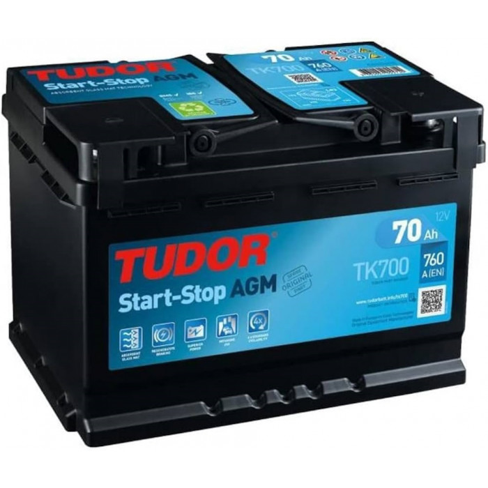 Аккумулятор Tudor Start-Stop AGM 70R (760A 278x175x190) TK700