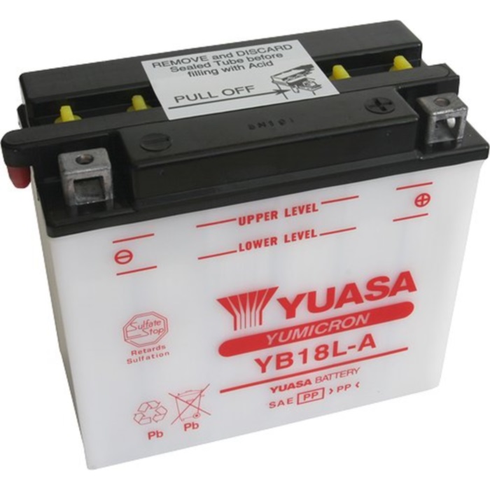 Аккумулятор Yuasa YB18L-A - 18 Ач 215A (180x90x162) обр. пол. Heavy Duty сухозаряж.