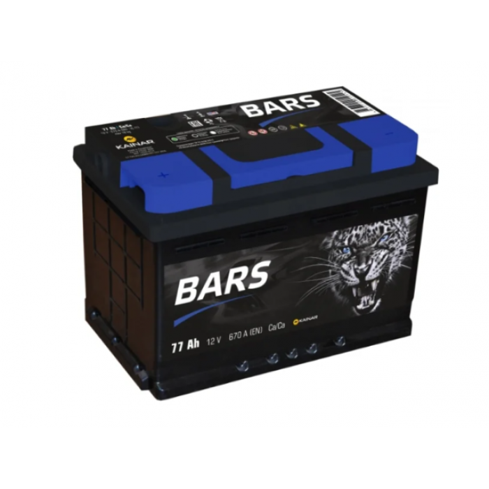 Аккумулятор BARS 6СТ-77 АПЗ п.п. 77Ач 670A (276x175x190)