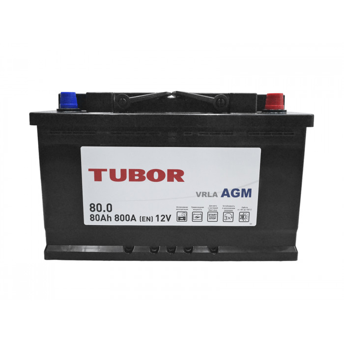 Аккумулятор TUBOR AGM 80Ah 800A (315x175x190) 6СТ-80.0 VRLA