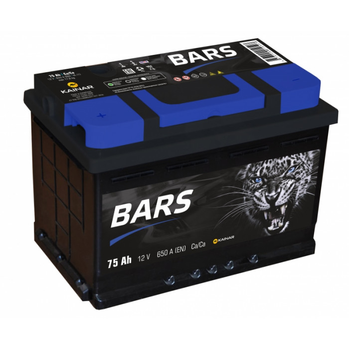 Аккумулятор BARS 6СТ-75 АПЗ п.п. 75Ач 650A (278x175x190)