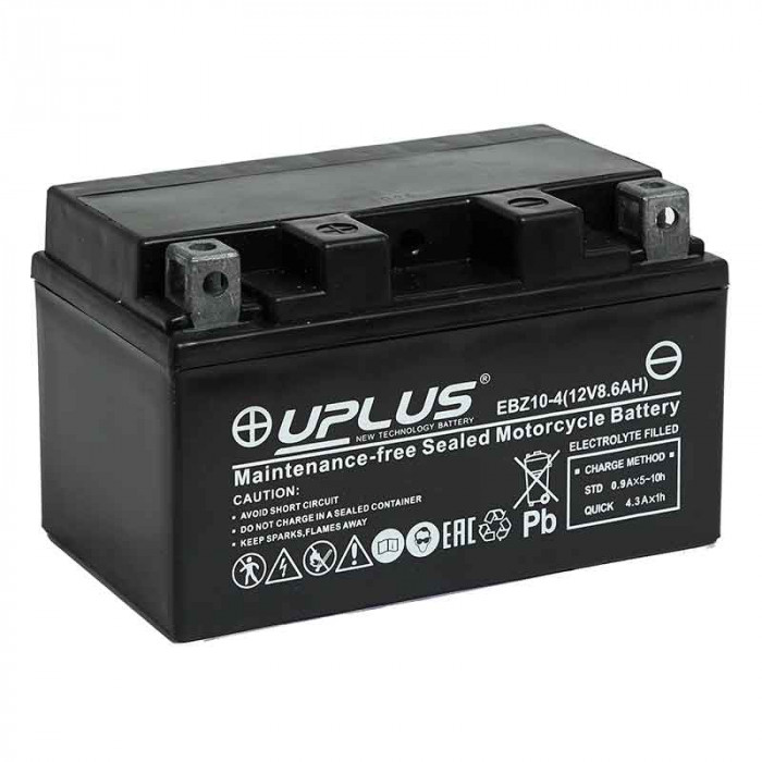 Аккумулятор Uplus EBZ10-4-1 12V 8.6Ah 190А прям.пол. (150x87x93) Super Start AGM YTZ10S