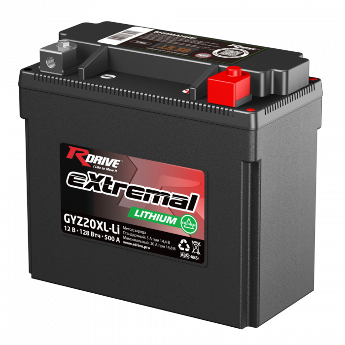 Аккумулятор Rdrive LITHIUM GYZ20XL-Li 12V 128 Втч 10Ah 500А обр. пол. (175x87x155) LiFePO4