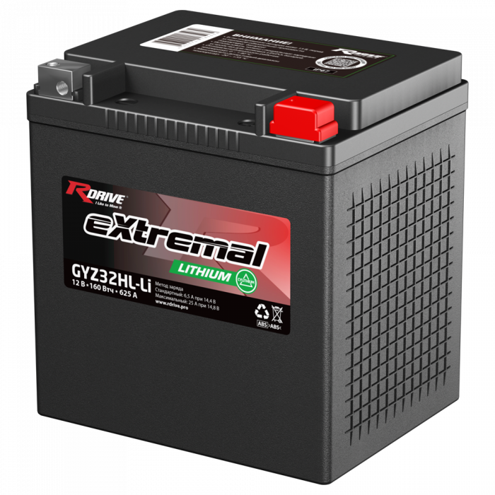 Аккумулятор Rdrive LITHIUM GYZ32HL-Li 12V 160 Втч 12,5 Ah 625А обр. (166х126х175) LiFePO4
