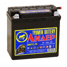 Аккумулятор TYUMEN BATTERY Лидер 12V 10Ah 50А 140x77x135 сухозаряж. обр.пол. (+электролит 1л)