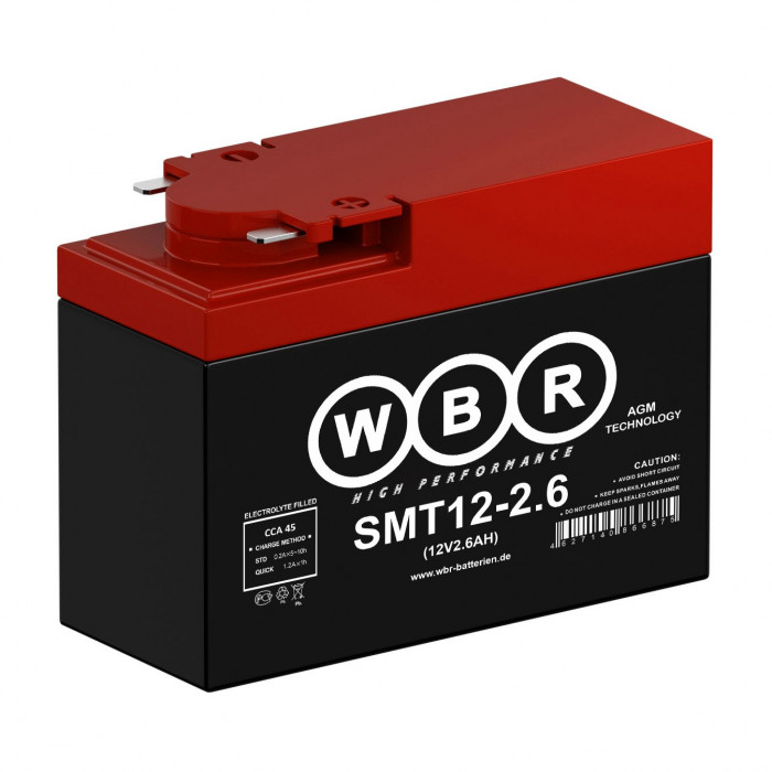 Аккумулятор WBR SMT12-2.6 AGM 2.6Ah 45А (114x49x86) YTR4A-BS