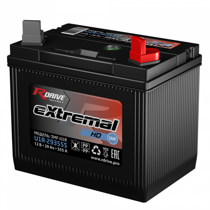 Аккумулятор Rdrive U1R 12V 29Ah 355A обр. (196x132x185) eXtremal HD