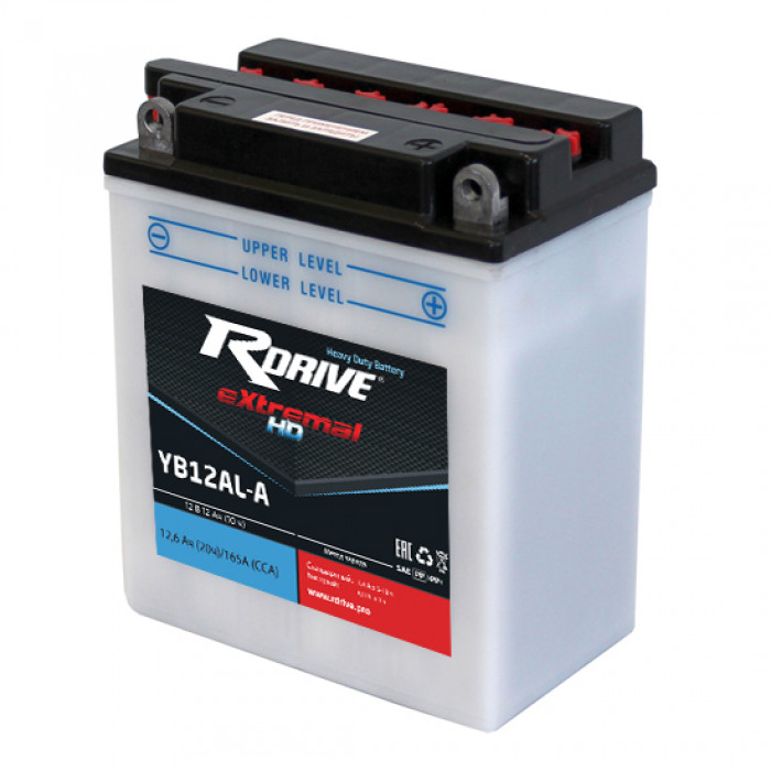 Аккумулятор RDrive YB12AL-A 12V 12Ah 165А обр. Heavy Duty (134x81x162 ) eXtremal HD сухозаряж.