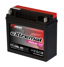 Аккумулятор RDrive YT19BL-BS 12V 18.9Ah 250А обр. пол. AGM сухозаряж. (182x77x168) eXtremal IRIDIUM