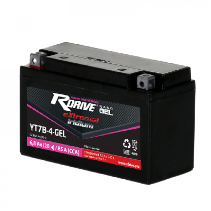 Аккумулятор RDrive YT7B-4 12V 6.5Ah 100А прям. пол. (150x65x93) eXtremal IRIDIUM