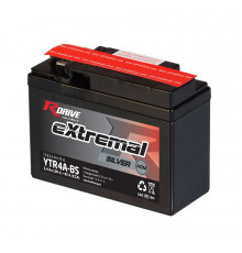 Аккумулятор RDrive YTR4A-BS 12V 2Ah 45А клеммы T1/T2 сухозаряж. (113x48x85) eXtremal SILVER
