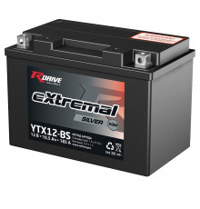 Аккумулятор RDrive YTX12-BS 12V 10Ah 170Апрям. пол. AGM сухозаряж. (150x87x130) eXtremal SILVER