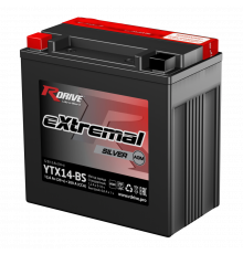 Аккумулятор RDrive YTX14-BS 12V 12Ah 200А прям. пол. AGM сухозаряж. (150x87x145) eXtremal SILVER