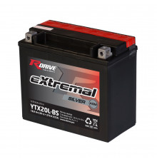 Аккумулятор RDrive YTX20L-BS 12V 18Ah 270А обр. пол. AGM сухозаряж. (176x87x154) eXtremal SILVER