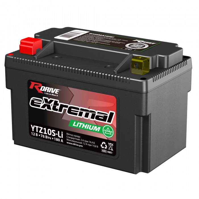 Аккумулятор Rdrive LITHIUM YTZ10S-Li 12V 76 Втч 5,9Ah 180А прям. пол. (150x87x93) LiFePO4