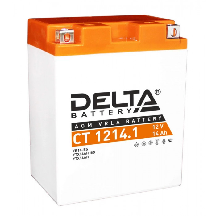 Аккумулятор Мото DELTA CT 1214.1 14Ач 165A прям. пол. 132x89x164 (YB14-BS, YTX14AH, YTX14AH-BS)