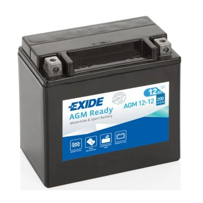 Аккумулятор Мото EXIDE AGM 12-12 12Ач 200A прям. пол. 150x88x145 (YTX14-BS, YTX14H-BS, YTX16-BS, YB16B-A)