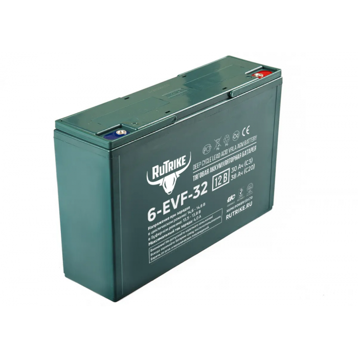 Тяговый аккумулятор RuTrike AGM 6-EVF-32 (12V32A/H C3) 266×76×170