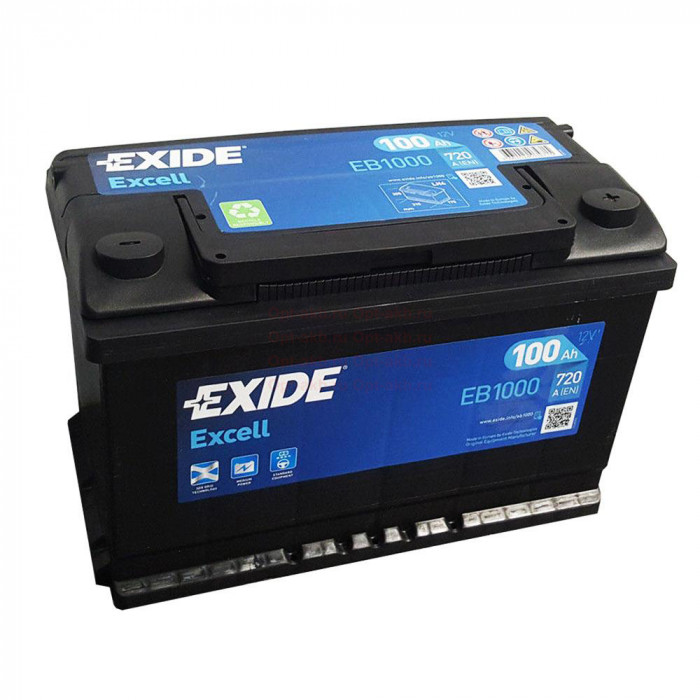 Аккумулятор EXIDE Excell EB1000 100R обр. пол. 720A 315x175x190