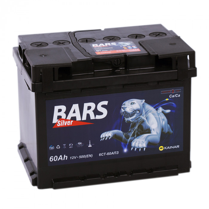 Аккумулятор BARS 6СТ-60 АПЗ п.п. 60Ач 530A (242x175x190)