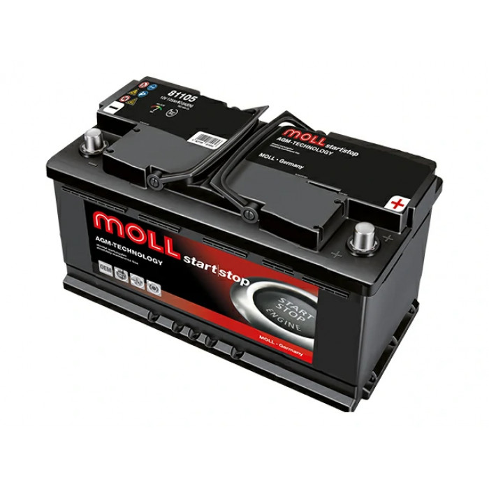 Аккумулятор Moll AGM 105R Start-Stop 900A 393x175x190