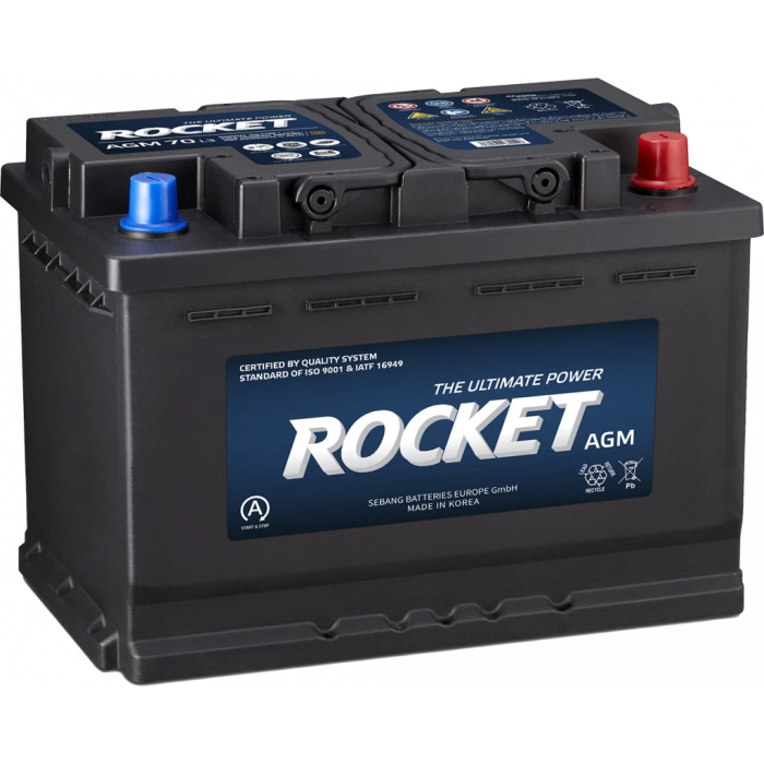 Аккумулятор Rocket AGM L3 70Ah 760A обр пол. (278х175х190)