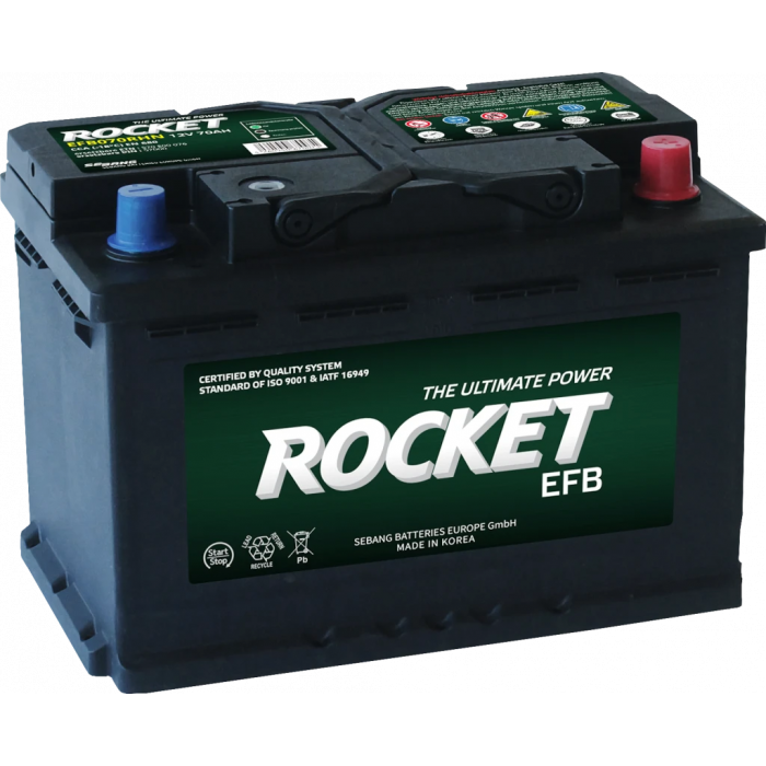 Аккумулятор Rocket EFB L3 70 Ah 650A обр. пол. (278x175x190)