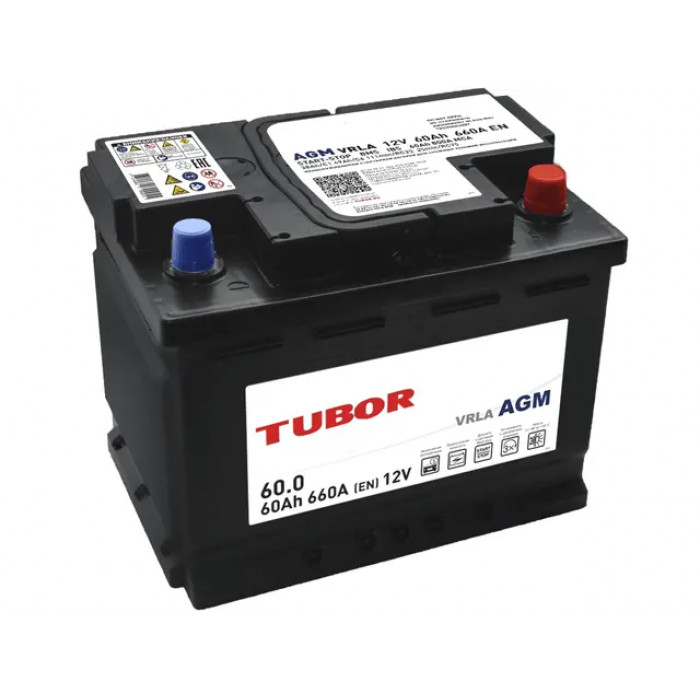 Аккумулятор TUBOR AGM 60Ah 660A (242x175x190) 6СТ-60.0 VRLA