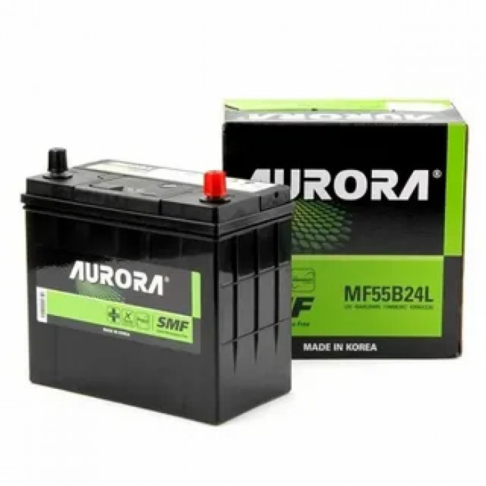 Аккумулятор автомобильный AURORA JIS MF55B24L 45 Ач (тонкие клеммы) 430А обр. пол. 238x128x220