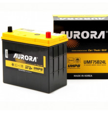 Аккумулятор автомобильный AURORA JIS ULTRA UMF75B24L 55 Ач 500А (тонкие клеммы) 500А обр. пол. 238x128x220