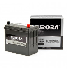 Аккумулятор автомобильный AURORA JIS EFB N55 (70B24L) 45 Ач (тонкие клеммы) 460А обр. пол. 238x128x220