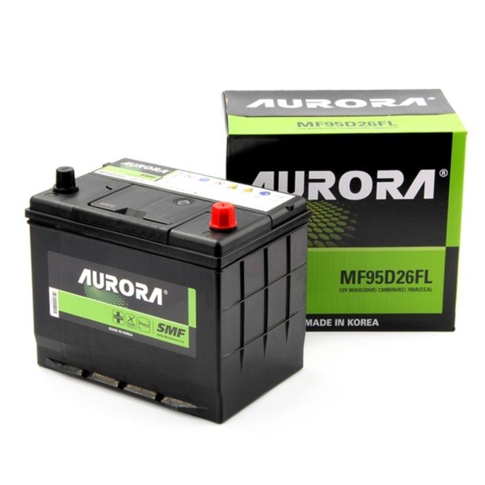 Аккумулятор автомобильный AURORA JIS MF95D26FL 80 Ач 700А обр. пол. 260x173x220