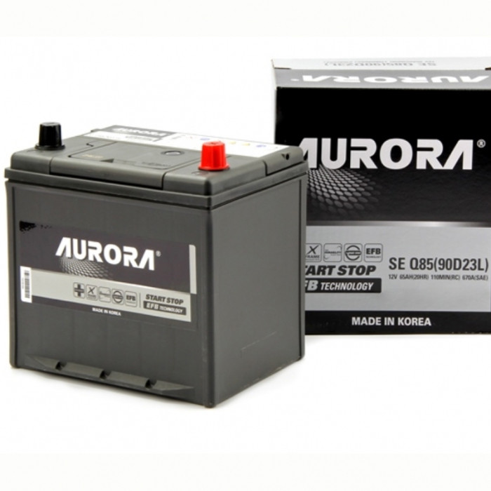 Аккумулятор автомобильный AURORA JIS EFB Q85 (90D23L) 65 Ач 670А 670А обр. пол. 232x173x220