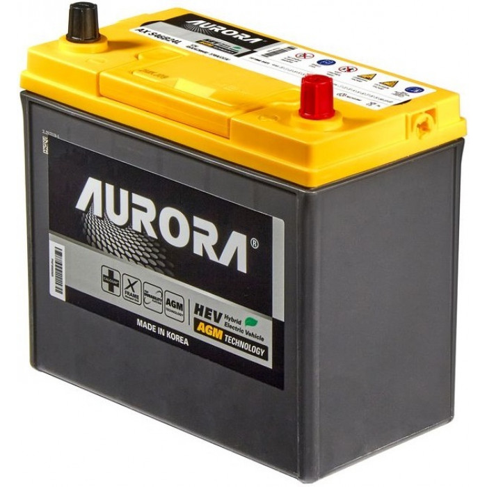 Аккумулятор автомобильный AURORA JIS AGM AX S46B24L 45ач, 370A 370А обр. пол. 238x128x220