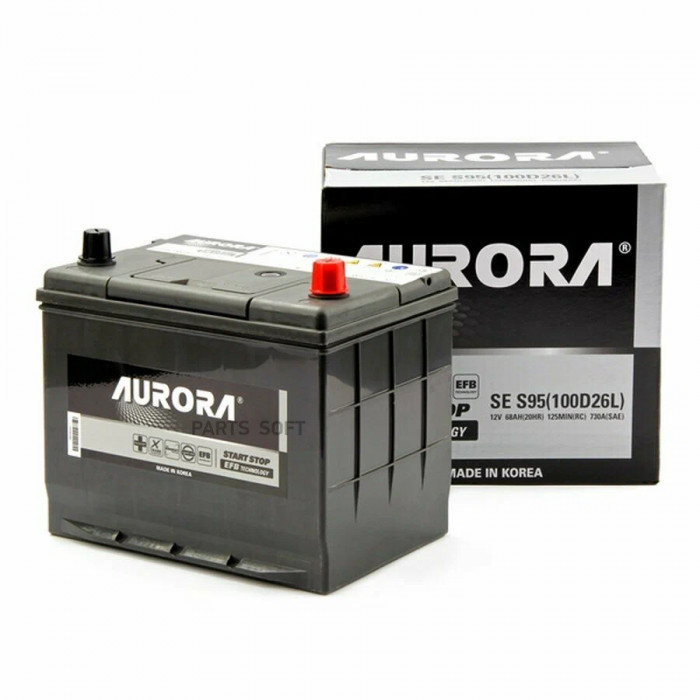 Аккумулятор автомобильный AURORA JIS EFB S95 (110D26L) 68 Ач 730А 730А обр. пол. 260x173x220